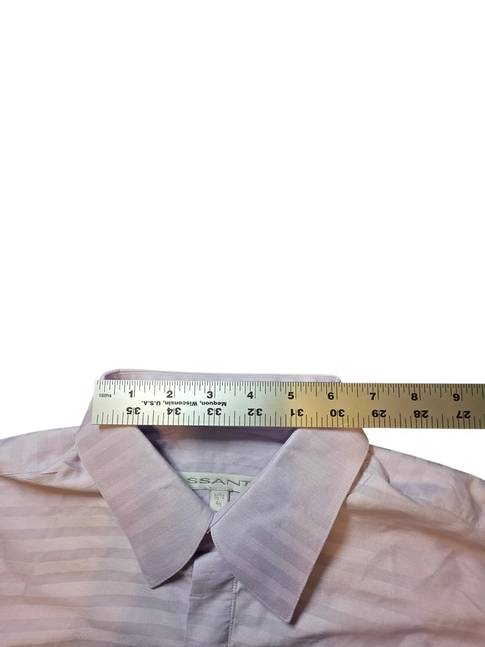 Assante Lavender Purple Striped Men's Long Sleeve Dress Shirt Size 16.5 Cotton